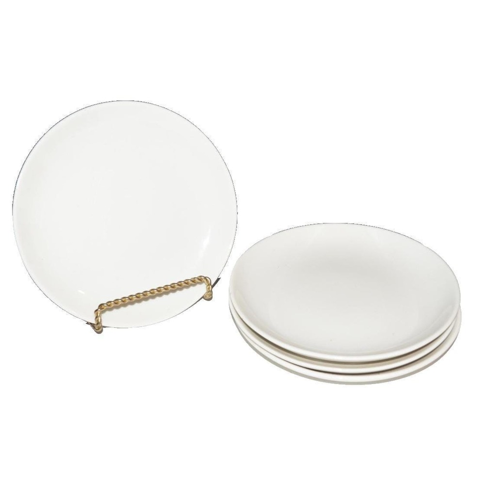 Vtg Iroquois Casual Russell‎ Wright 6 1/2 side dessert plate  White 4pc set FLAW